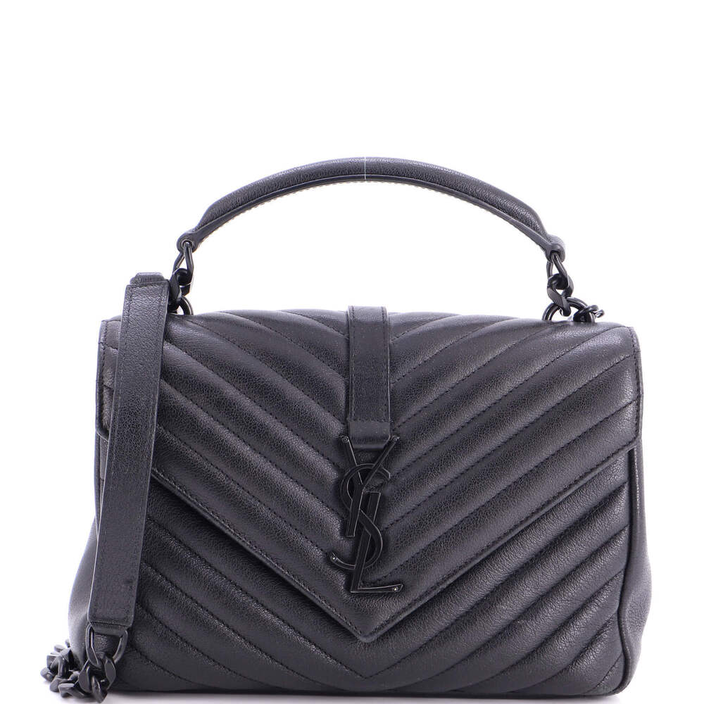 Saint Laurent Medium Classic Monogram College Bag Matelasse Chevron Leather